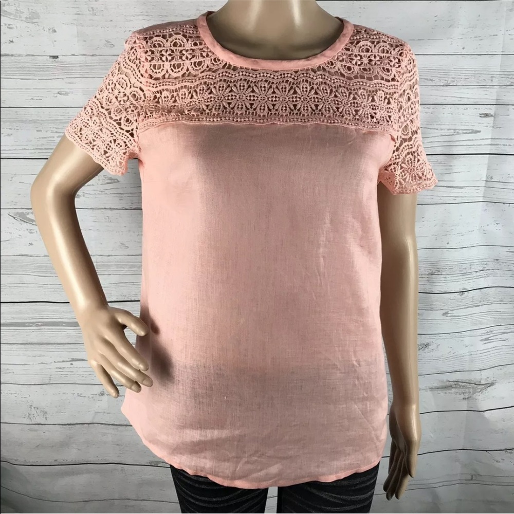 J. Crew Pink Linen Blouse